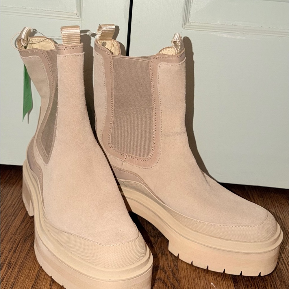 Sam Edelman Cream Platform Ankle Boots